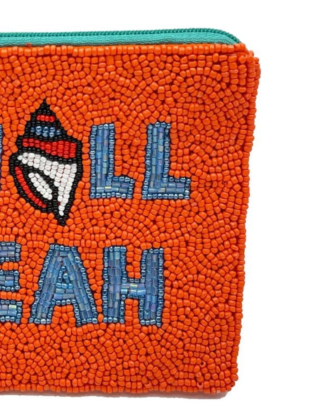 Nu Shuz Key West Hand-Beaded ' Shell Yeah ' Orange  Conch Clutch Coin Pouch
